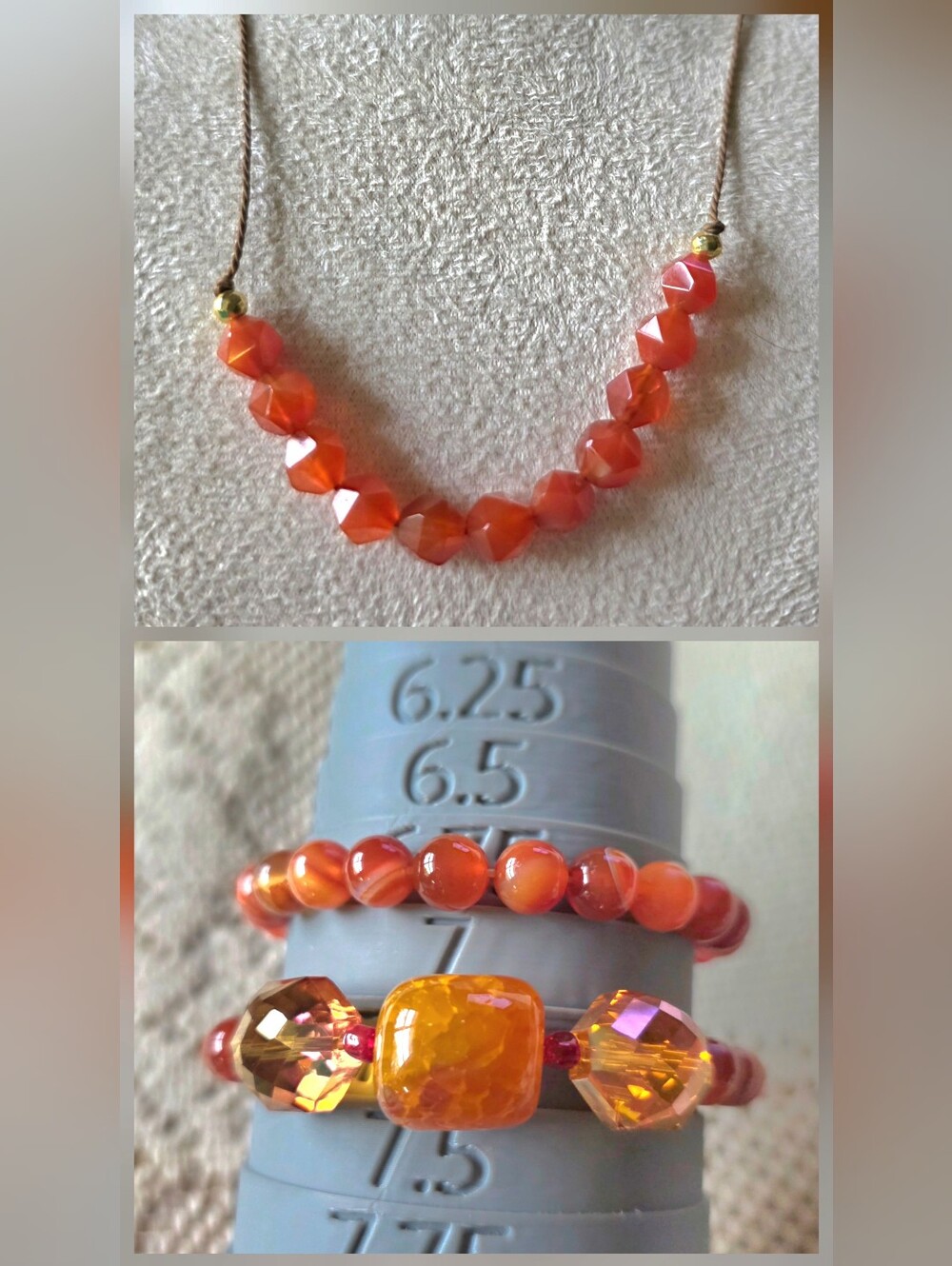 Artisan Orange Carnelian Necklace And Bracelet 3pc Jewelry Bundle